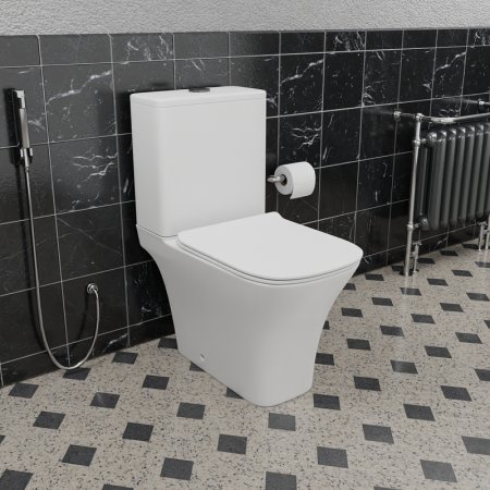 Унитаз компакт CeramaLux 1215-1А Белый глянцевый с бачком и сиденьем Микролифт 