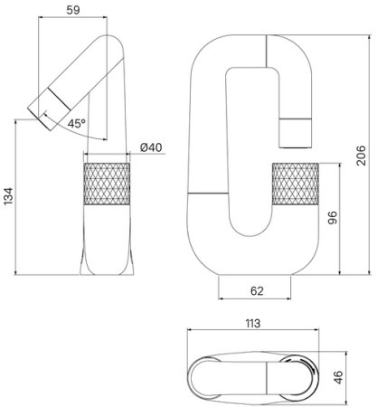 Смеситель для умывальника IDDIS Twist с управлением Push Control, черный матовый (TWIBLBTi01) 