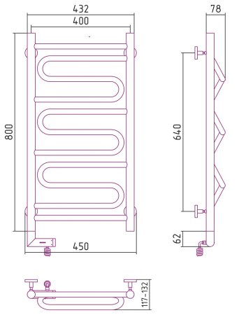 Полотенцесушитель электрический Сунержа Элегия 2.0 80x40 L 