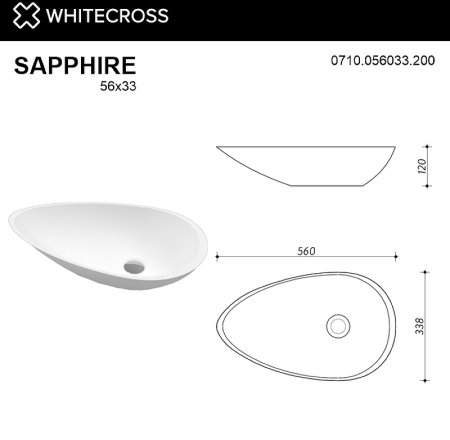 Раковина-чаша Whitecross Sapphire 56 0710.056033.200 Белая матовая 