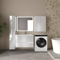 Тумба подвесная STYLE LINE "Атлантика 90", Люкс Плюс белый глянец с раковиной Атлантик 90