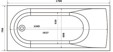 Ванна из искусственного камня Bas Афина 170x75, белая 