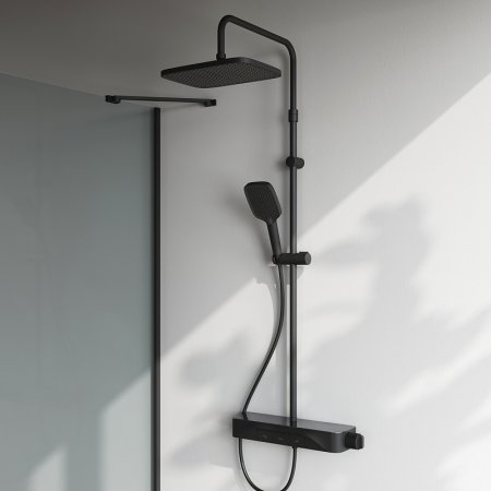 Душевая система AM.PM Func F078F322 с термостатом Черная матовая 