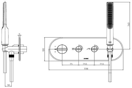 Смеситель для душа Bossini Apice Z00523.030 с термостатом Хром 