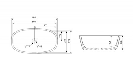 Раковина накладная ABBER Rechteck AC2206MW белая матовая 