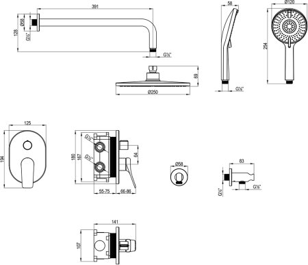 Смеситель Lemark Ortus для душа, встраиваемый (LM11329C) 