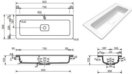 Тумба подвесная "Бергамо мини 90" (2 ящ.) Люкс антискрейтч серый, PLUS 