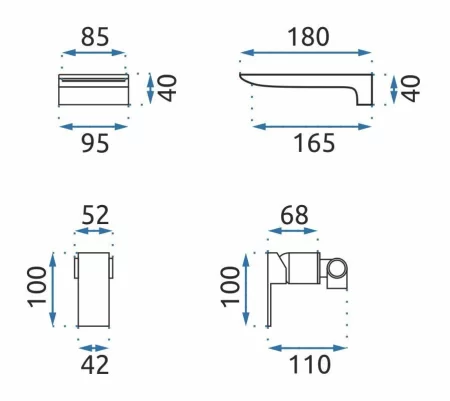 Смеситель для раковины без донного клапана Rea Mason REA-B0690 