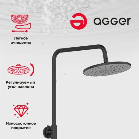 Душевая система Agger Thermo A2461144 Черная 
