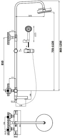 Душевая система Agger Thermo A2461144 Черная 