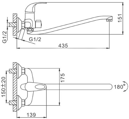 Смеситель для ванны Frap H15 F2215 универсальный Хром 