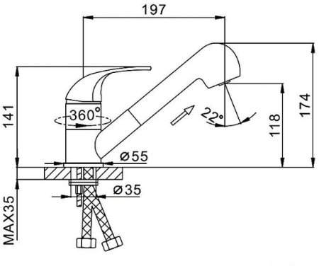 Смеситель для кухни Frap H02 F6002-B Хром 