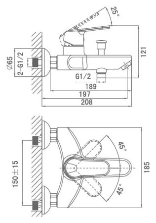 Смеситель D&K Nurnberg Bayern DA1143201 для ванны с душем 