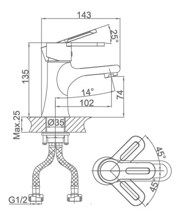 Смеситель D&K Paulinus Rhein DA1352141 для раковины 