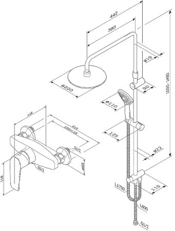 Душевая система AM.PM Gem F42890A24 Черная 