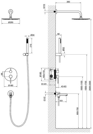 Душевая система Timo Saona SX-2379/17SM Золото матовое 