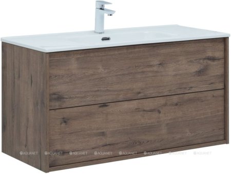 Тумба с раковиной Aquanet Lino 100 (Flat) дуб веллингтон 