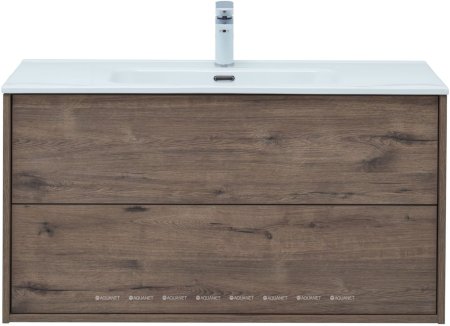 Тумба с раковиной Aquanet Lino 100 (Flat) дуб веллингтон 
