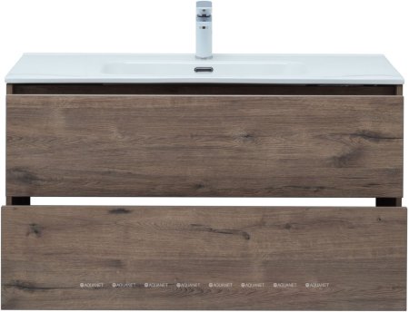 Тумба с раковиной Aquanet Lino 100 (Flat) дуб веллингтон 