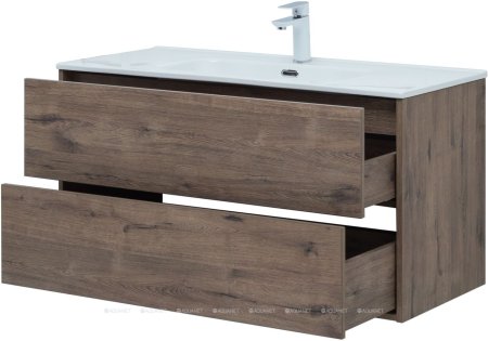 Тумба с раковиной Aquanet Lino 100 (Flat) дуб веллингтон 