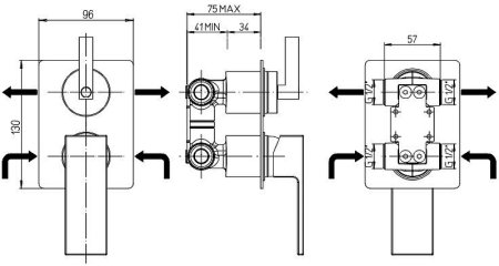 Смеситель для душа Paini Grazia 21CR6911 Хром 
