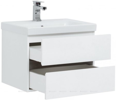 Тумба с раковиной Aquanet Беркли 60 белый/дуб рошелье 