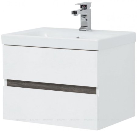 Тумба с раковиной Aquanet Беркли 60 белый/дуб рошелье 