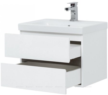 Тумба с раковиной Aquanet Беркли 60 белый/дуб рошелье 