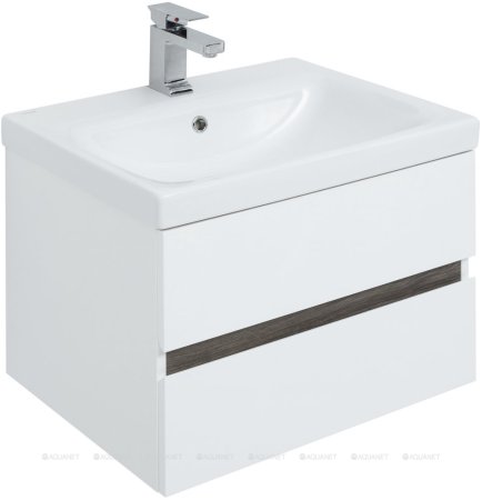 Тумба с раковиной Aquanet Беркли 60 белый/дуб рошелье 