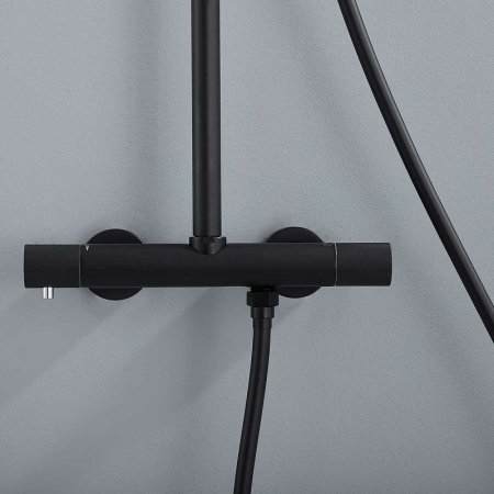 Душевая система Vincea Desire VSFS-1D0TMB с термостатом Черная матовая 