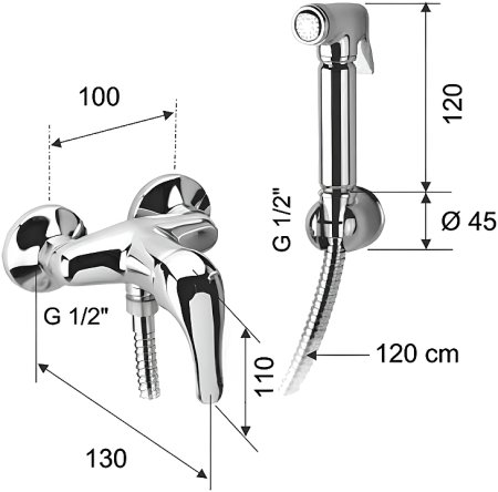 Гигиенический душ со смесителем Remer C332REL Хром 