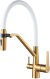 Смеситель для кухни с гибким изливом и подключением фильтра Shevanik S278G, золотой сатин 
