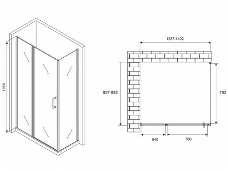 Душевой уголок Abber Sonnenstrand 140х85 AG04140S-S85 профиль Хром стекло прозрачное 
