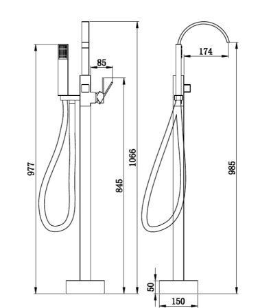 Смеситель Boch mann Resia BM7775 для ванны с душем напольный 