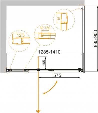 Душевой уголок Cezares Variante AH-1 130/140-90 C Cr 