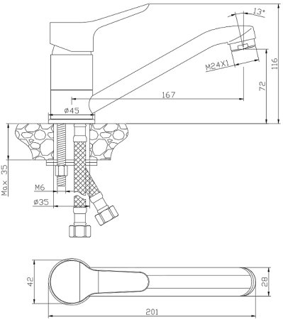 Смеситель для раковины Olive's Ibiza 19110IB Хром 