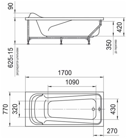 Акриловая ванна Радомир Роза 