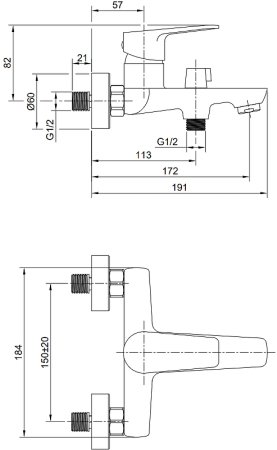 Смеситель для ванны Olive's Tieso 26201TSB Черный матовый 