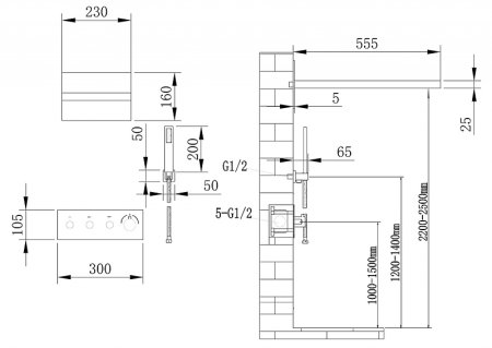 Душевая система Abber Rund AF8752NG с термостатом Никель 