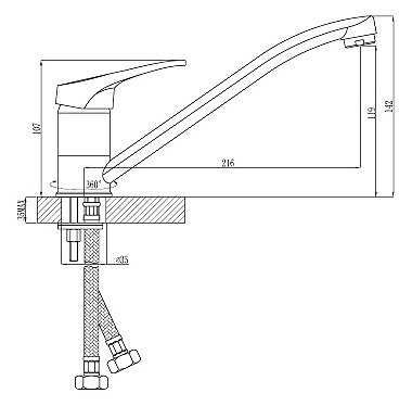 Смеситель для кухни Rossinka B35-21 Хром 