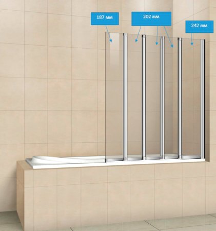 Шторка на ванну Cezares Pratico V5 120/140 C Cr 