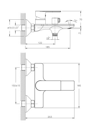Смеситель для ванны HAIBA HB60505 хром 