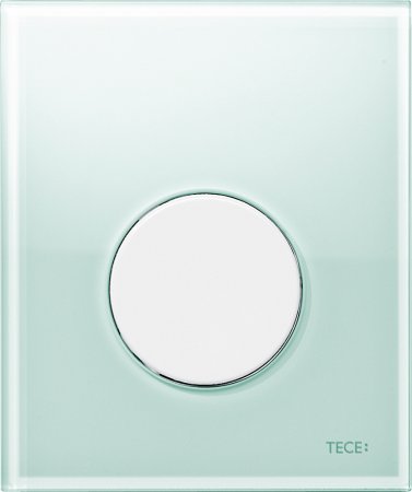 Кнопка смыва TECE Loop Urinal 9242651 зеленое стекло, кнопка белая 