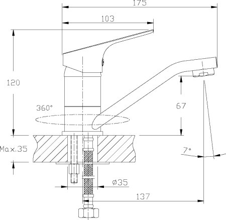 Смеситель Rossinka RS29-22 Хром 
