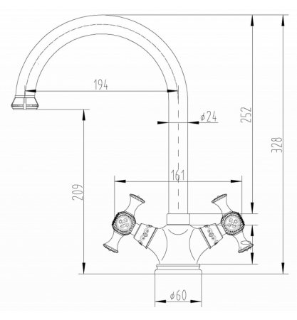 Смеситель для кухонной мойки Zorg Antic A 6004K-BR 