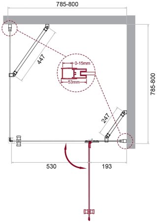 Душевой уголок BelBagno Kraft 80х80 KRAFT-A-12-80-C-Cr-R профиль Хром стекло прозрачное 