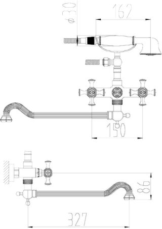 Смеситель Zorg Sanitary ZR 702 WD25-6 универсальный 