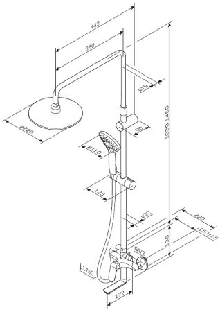 Душевая система AM.PM Sunny F0785C922 Черная матовая 