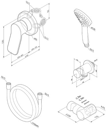 Смеситель для душа AM.PM X-Joy FB85A2H002 Черный 