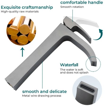 Смеситель для раковины Gappo G07-9 G1007-89 Оружейная сталь 